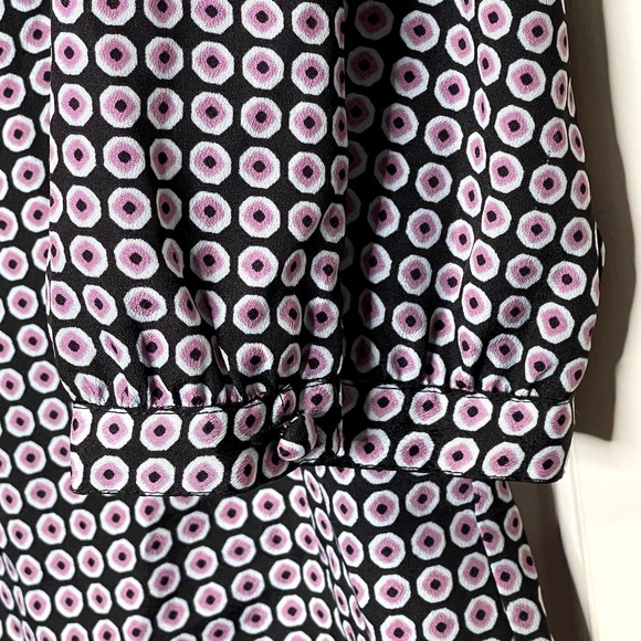 J. Crew Womens Blouse Size XS Black With Gray Purple Geometric Pattern - Picture 3 of 5